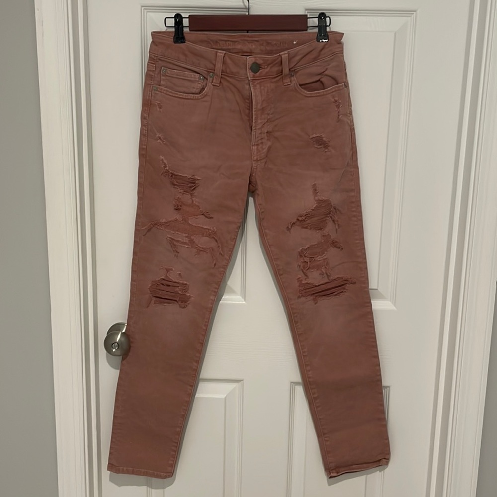 Red American Eagle Skinny Jeans
